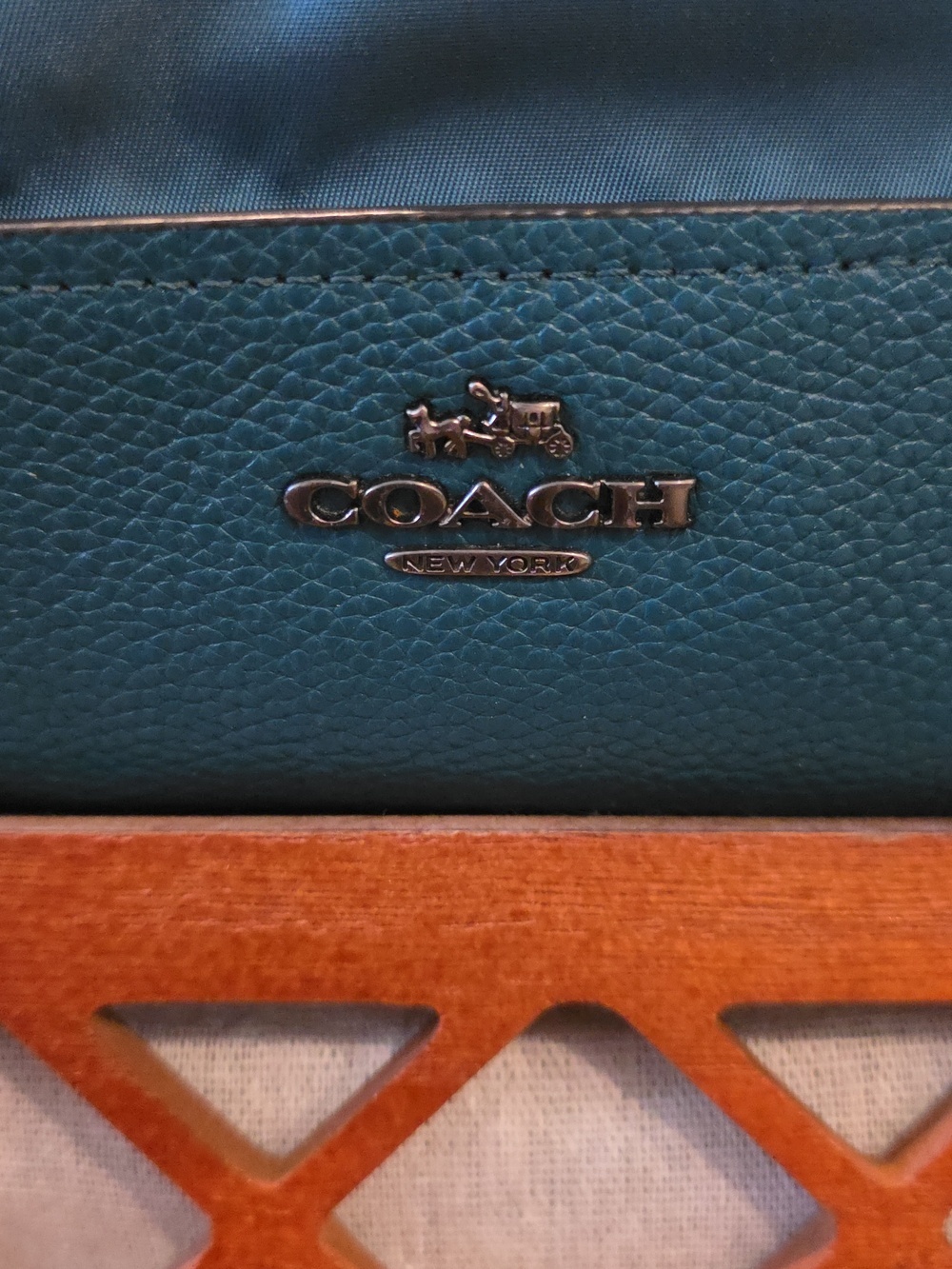 Coach Teal Nylon Pebble Trim Gunmetal Harware Convertible Tote - Picture 4 of 10